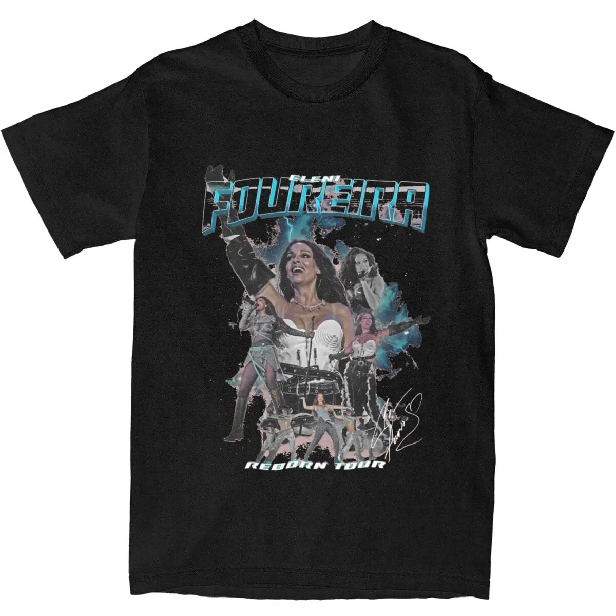 Eleni Foureira Reborn Tour T-Shirt Summer Greek Singers Dancers T Shirts 100 Cotton Tee Shirt For Adult Short-Sleeve Loose Tees