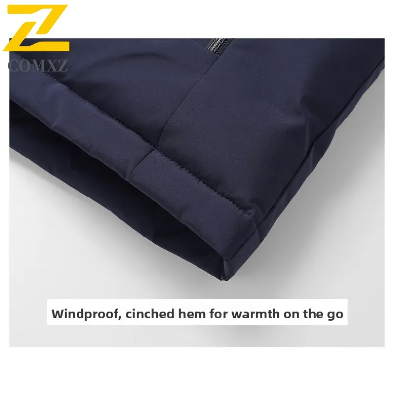 COMXZ Men Cotton Padded Jacket Brand Luxury Business Stand Collar Office Travel Lightweight Puffer Jacket Windproof Outdoor Coat