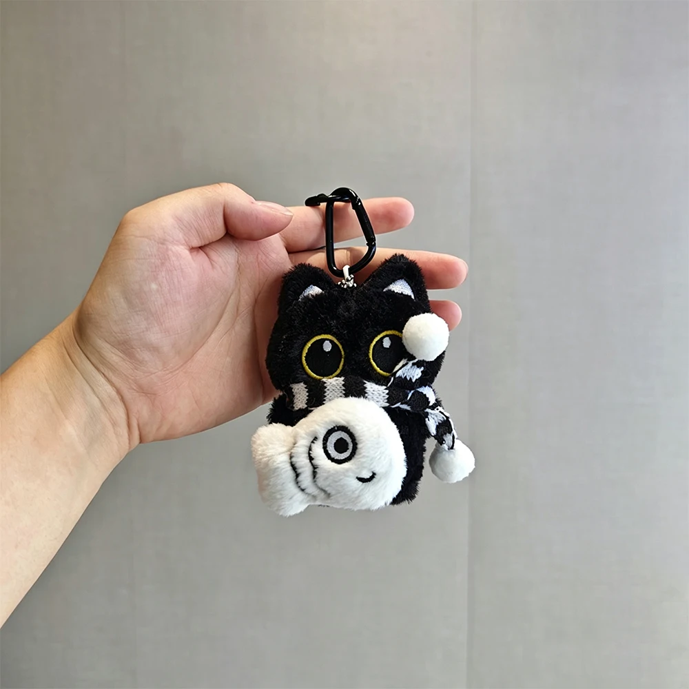 Cute Black Cat White Cat Plush Doll Toy Keychain Bag Pendant Charms Car Keyring Accessories Kids Room Decor Cat Lovers Gift - view 5