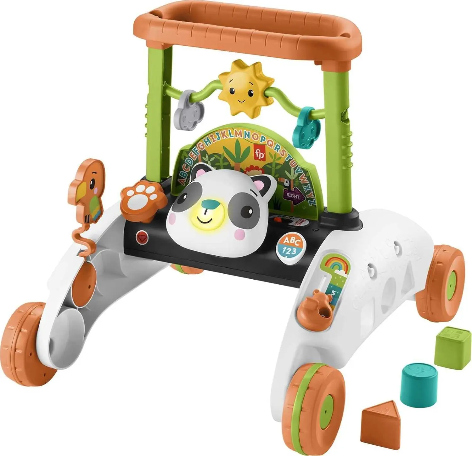 Interactief Panda Push Walker-speelgoed met muziek en blokken voor baby's vanaf 6 jaar, Steady Speed Wheels