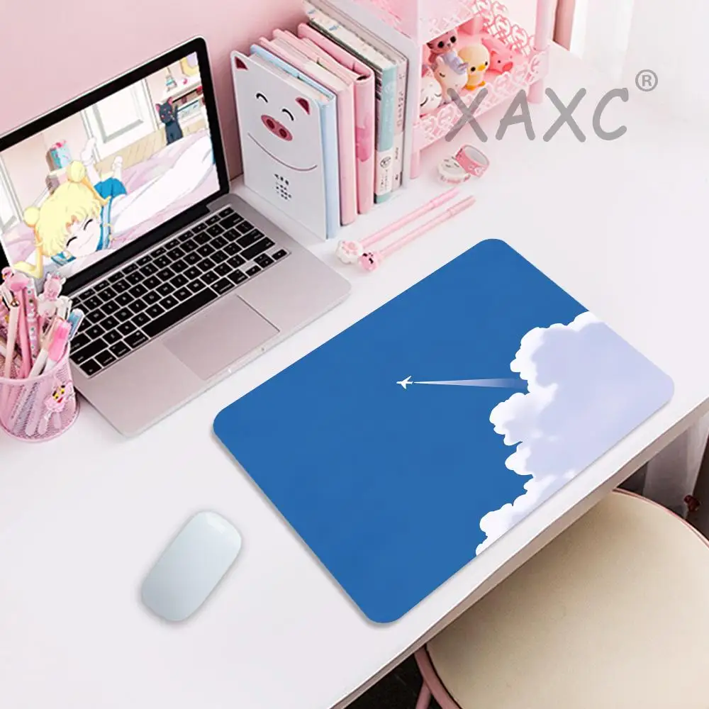 

HYBXAXC Sky Clouds Airplane MousePad Small Gamer Desk Mat Square Gaming Accessories Rug Mousepad PC Rubber Keyboard Table Mats