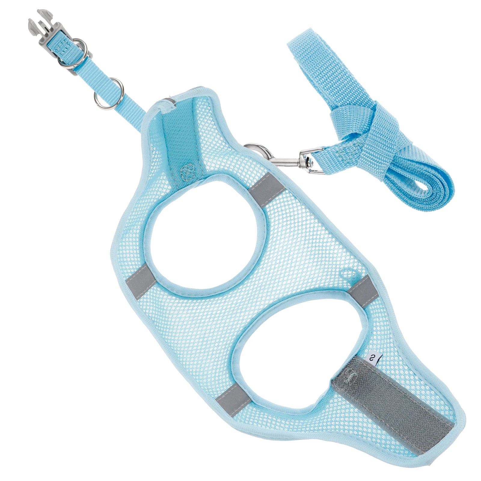

1 set Reflective Harness Breathable Outdoor Walking Vest Blue Grey Pet Leash Harness S Durable Pet Leash Training