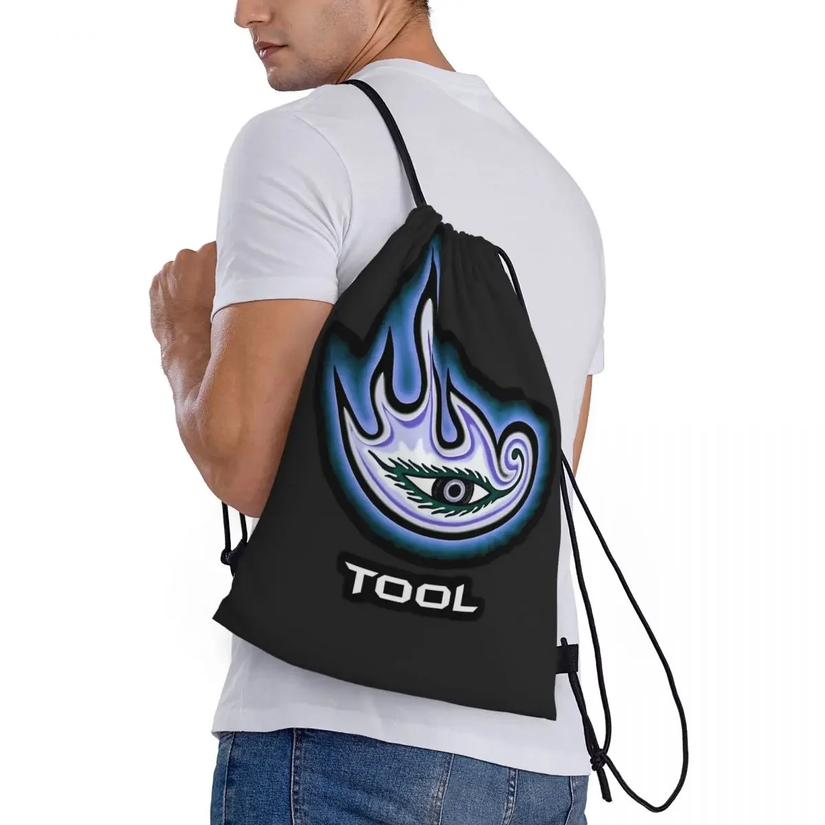 Custom 1-the-logos-Tool Rock Band Diego Sievers Drawstring Bags Men Women Lightweight Metal Music Sports Gym Storage Backpack