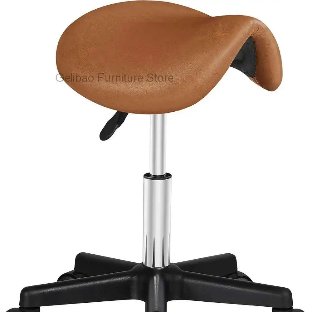 

Stool Rolling Saddle Chair with Wheels Swivel Adjustable Stool for Hair Stylist/Lash Tech PU Leather Tattoo Massage Chair