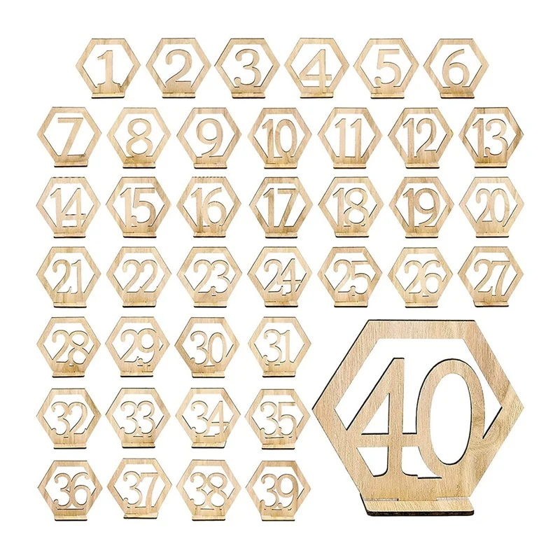 

1-40 Wedding Wooden Table Number Sign Wooden Bar Cafe Number Table Sign Seat Number Plate Wedding Party Decoration Easy To Use