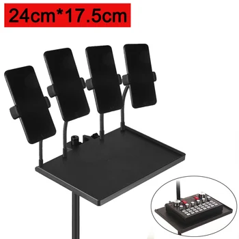 24x17.5cm Sound card tray Mobile phone stand Clip clamp 1/4 inch threaded Live Microphone Plastic Tripod Bracket Fit for Stand