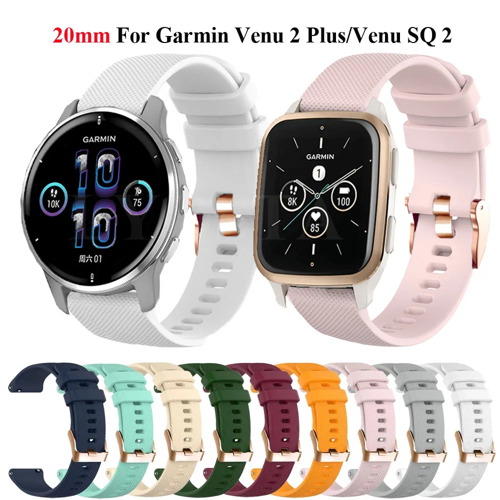 18mm 20mm Silicone Watch Strap for Garmin Venu 2 Plus/sq2/Vivoactive 3 3S 4S Forerunner 245 645 158 55 Smart Bracelet Wristband