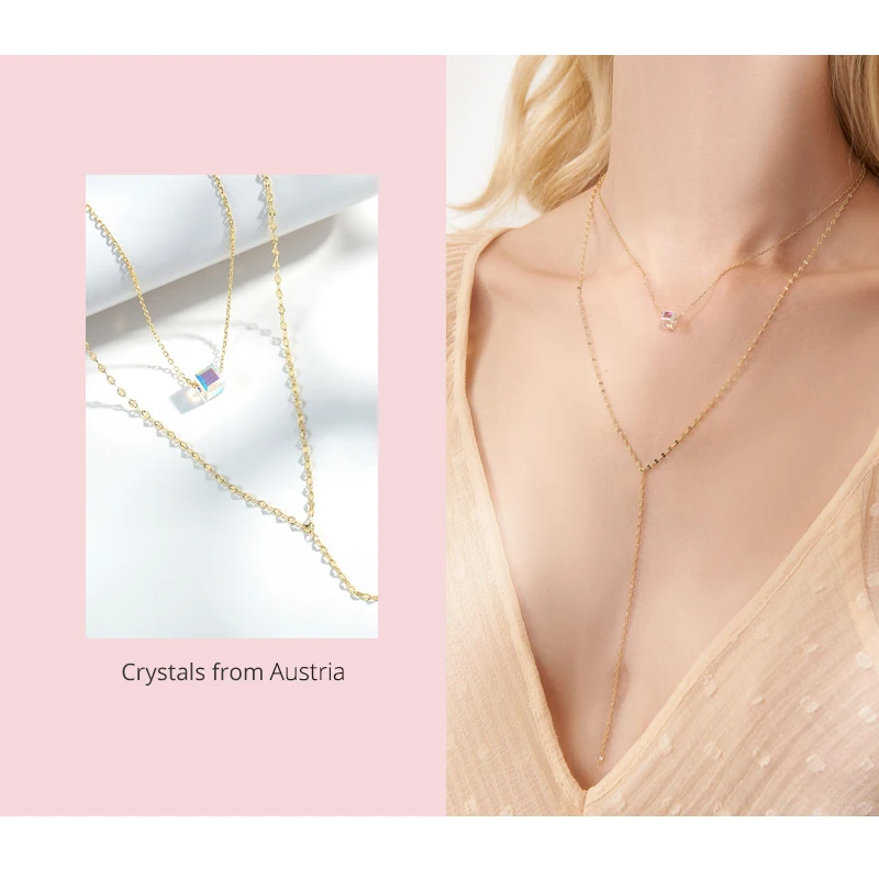 Collares de moda en capas Y originales para mujer, cristales de fiesta de Austria, colgantes largos de doble cadena, joyería y2k de Color dorado