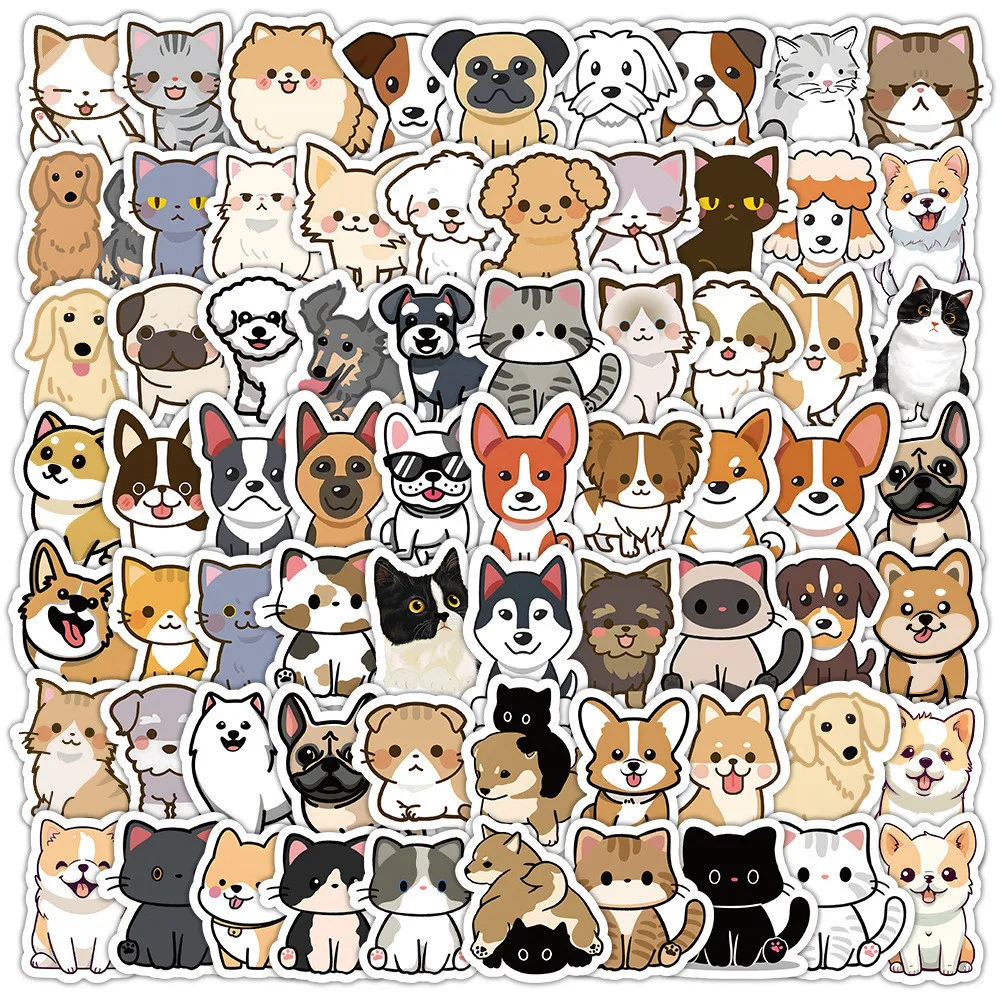 AliExpress 100PCS Cartoon Cute Hand Drawn Cats and Dogs Waterproof Graffiti Stickers for Helmet Bicycle Hand Account Pencil Case Decals