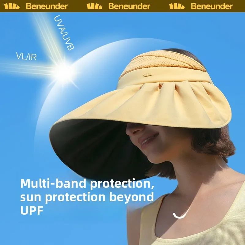 

Женская летняя солнцезащитная шляпа с широкими полями, черная, с открытым верхом, с УФ-защитой, для активного отдыха, повседневная, модная, регулируемая