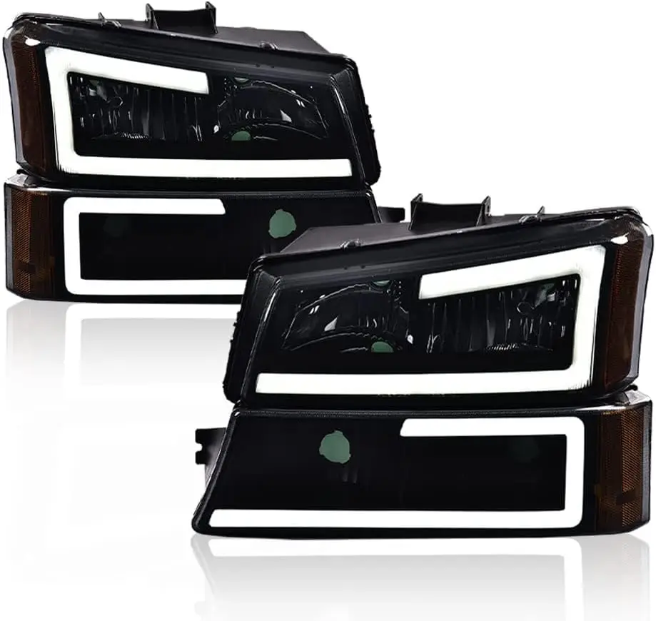 

LED DRL Headlight Assembly Compatible with Chevy Silverado 1500 2500 3500 HD Models 2003-2006, Compatible with Chevy Avalanche 1