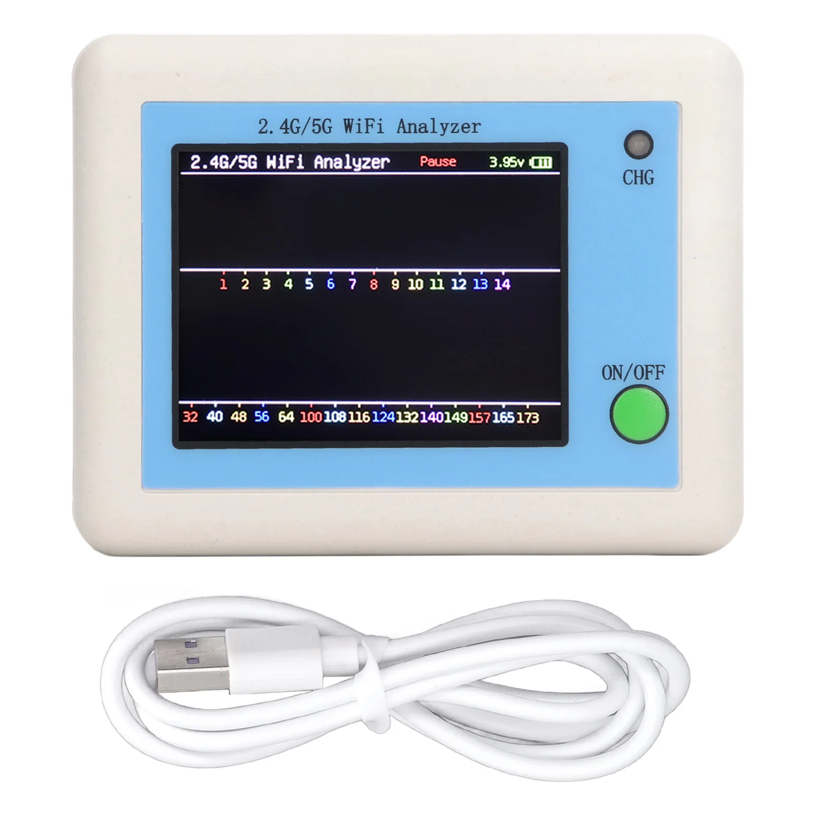 2.4G 5G WIFI Analyzer 2.4 Inch TFT Color Screen Light Indication Network Signal Scanner Analyzer 5G WIFI Analyzer