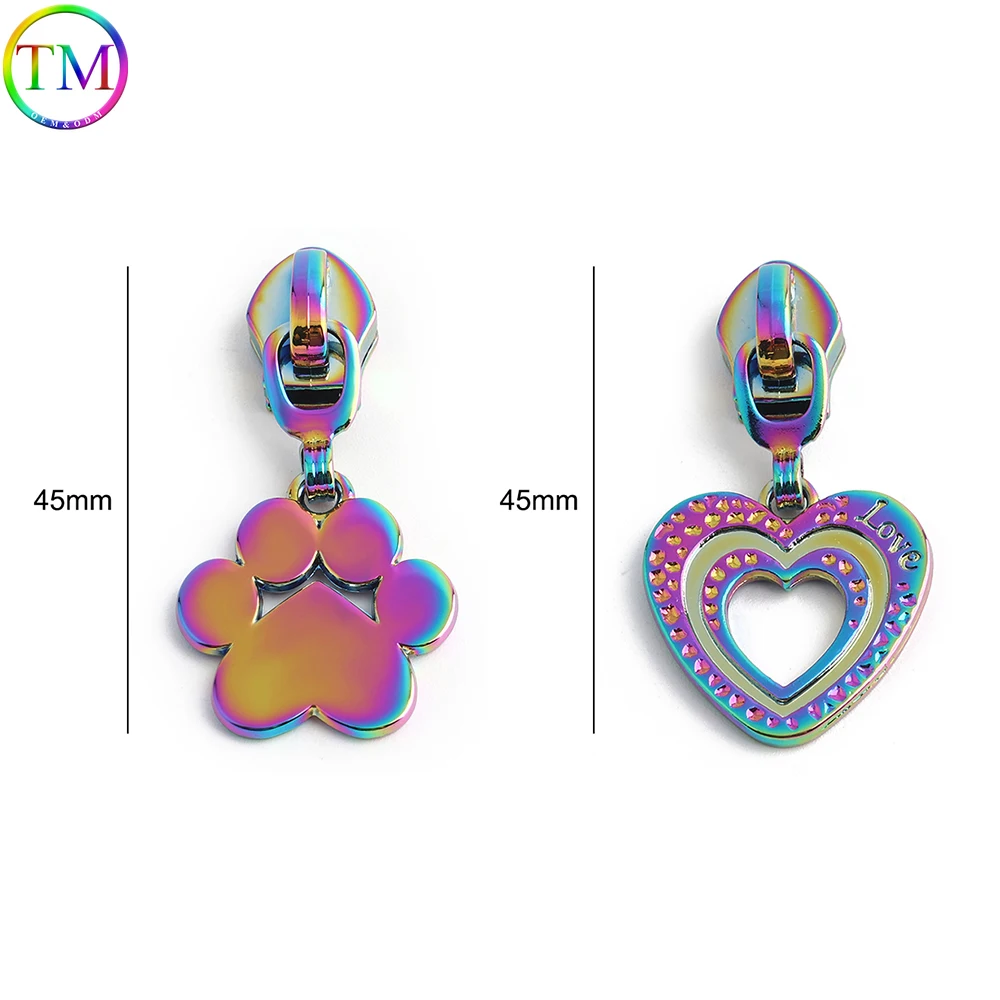 10/50pcs #5 Nylon Zipper Sliders Love Heart Design for Bags Clothes Backpack Zip Repair Replacement Puller DIY Accessories