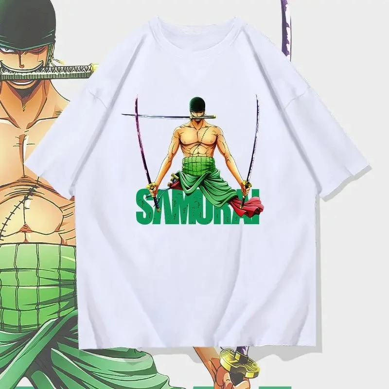 

Japanese Anime Collaboration with Zoro Short-sleeved T-shirt, Short-sleeved Printed T-shirt, Summer Loose Pure Cotton T-shirt