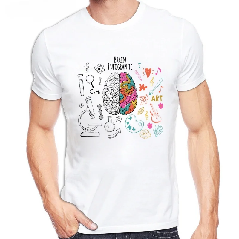 Geek Brain T Shirt Science Chemistry Biology Art Geography Math Physics Cool Fashion Punk T-shirt Casual Funny Style Unisex Tee