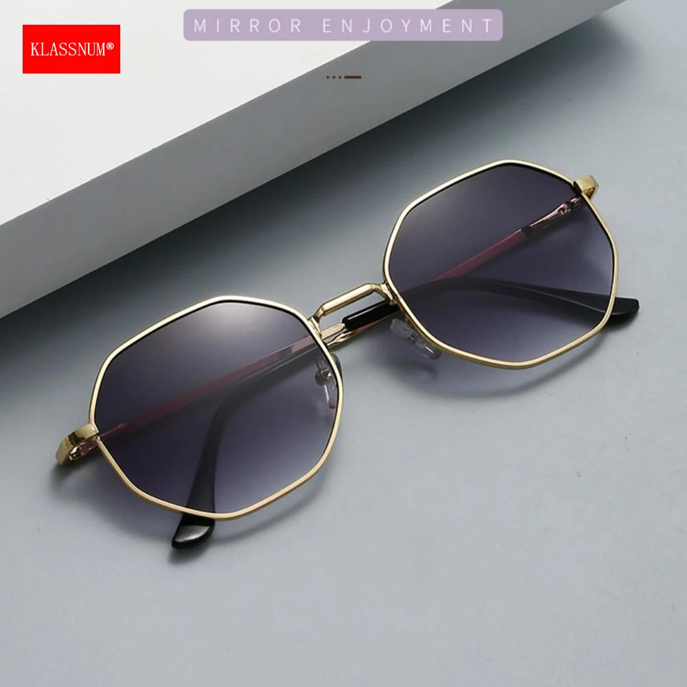 KLASSNUM Women's Eyepieces 2025 Trendy Sunglasses Men Octagon Luxury Brand Design Sun Glasses Anti UV400 Polygon Frame Lenses