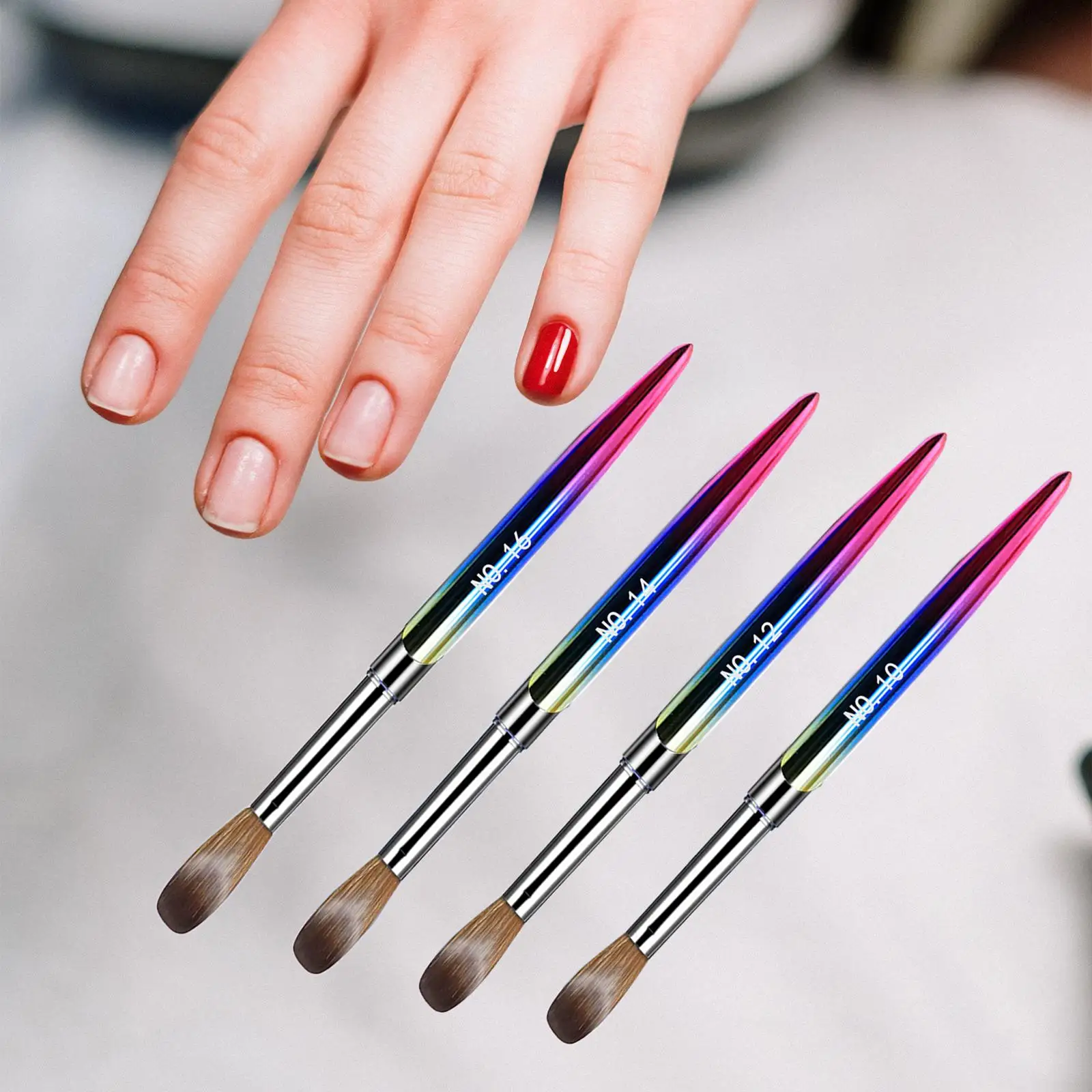 4 Stück Acryl Nagel bürste Set Größe 10/12/hand gefertigte Nagel bürsten für Acryl Nagel Kits Acryl Anwendung Salon verwenden zu Hause