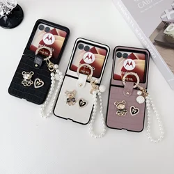 For Motorola Razr 60 Ultra 50Ultra 40 Ultra 40Ultra Case Luxury Faux Leather Lanyard Folding Shockproof Protection Hard Cover