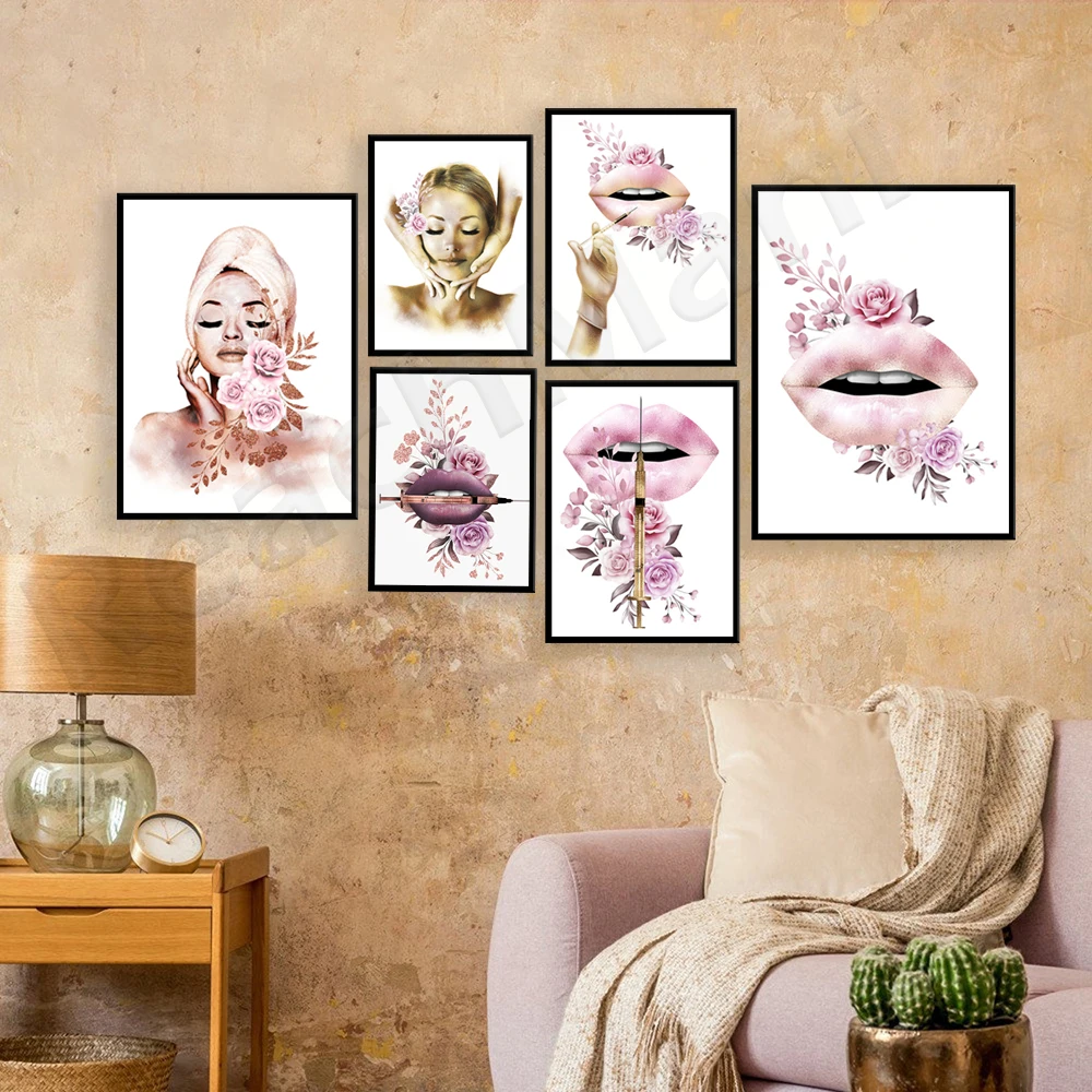 Beauty Poster, Lip Injection, Spa, Facial, Nail Technique, Beautician Beauty Salon Salon Wall Aesthetic Decor Poster