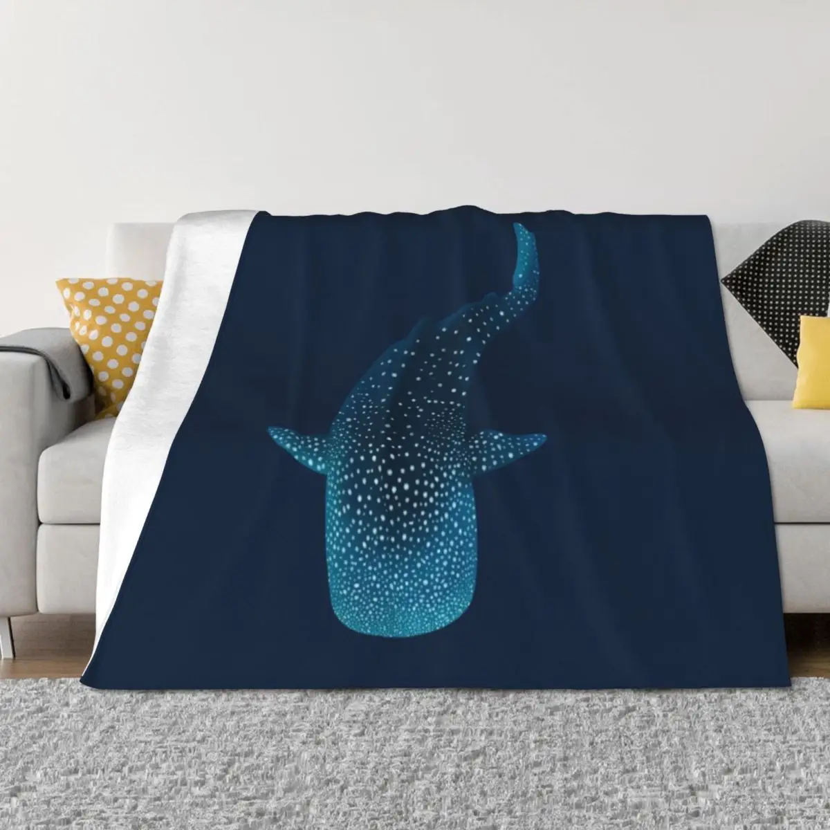 

Whale Shark Marine Life Throw Blanket Warm Plaid on the sofa Cute Plaid Furry Blankets