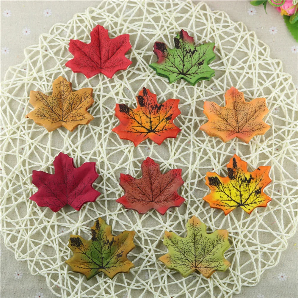 

100Pcs Artificial Maple Leaves Multicolor Realistic Autumn Fall Leaf for Wedding Festival Party Home Wall Decor Scrapbooking