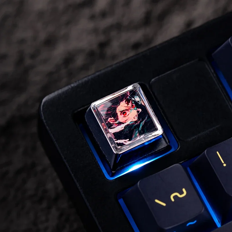 Demon Slayer Anime Keycap Metal lucu R4 buatan tangan ESC topi Keyboard kustom tombol Artisan untuk hadiah Keyboard mekanik Wooting87