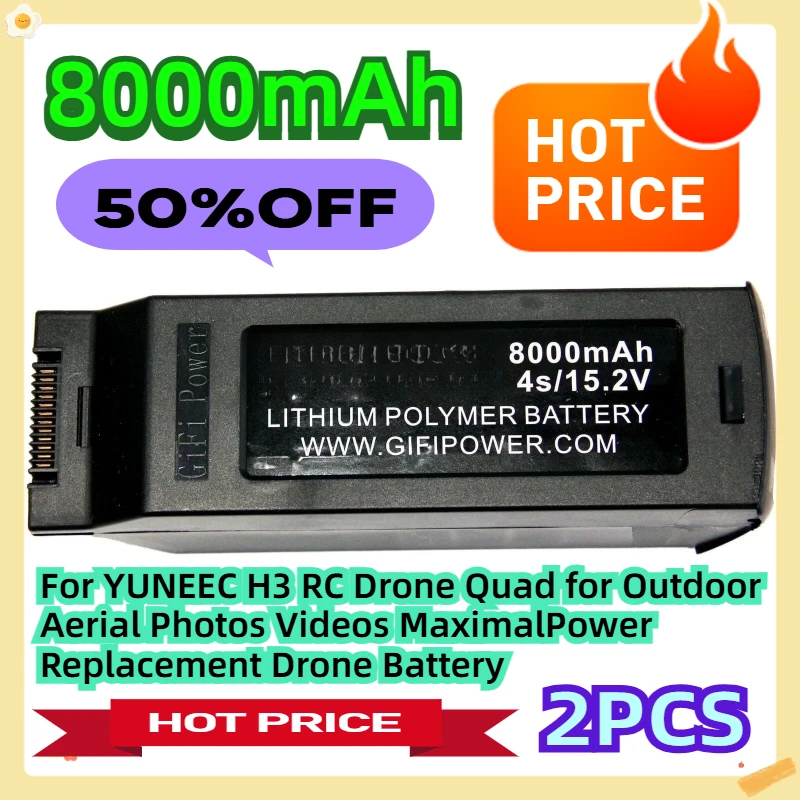 

For YUNEEC H3 RC Drone Quad for Outdoor Aerial Photos Videos MaximalPower Replacement Drone Battery 15.2V 8000mAh 2pcs