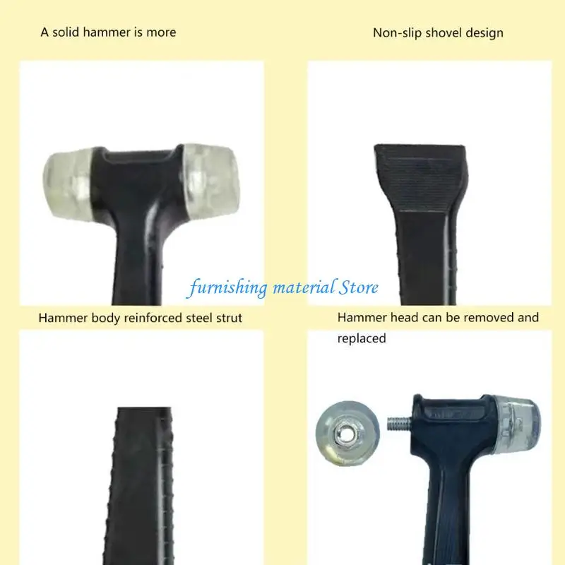 

Y5GD Ergonomic Rubber Hammer Mallets Plastic Scraper For Comfortable Long Terms Use