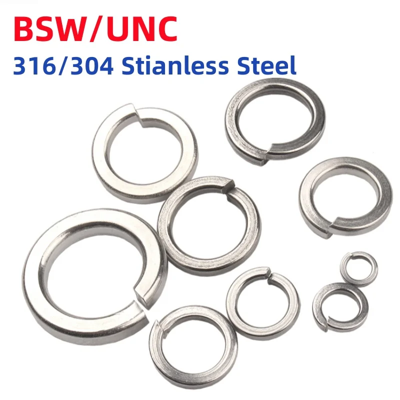 BSW/UNC 316/304 Stianless Steel Spring Split Lock Washer Elastic Gasket 2#~12# 1/4~1