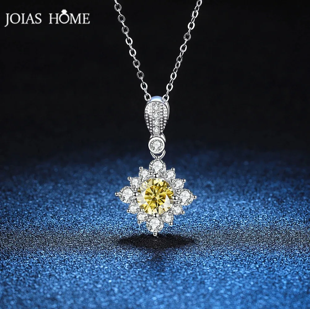 

JoiasHome S925 Sterling Silver 1 Carat D-color Geometric Gemstone Pendant Moissanite Women's Minimalist Temperament Necklace