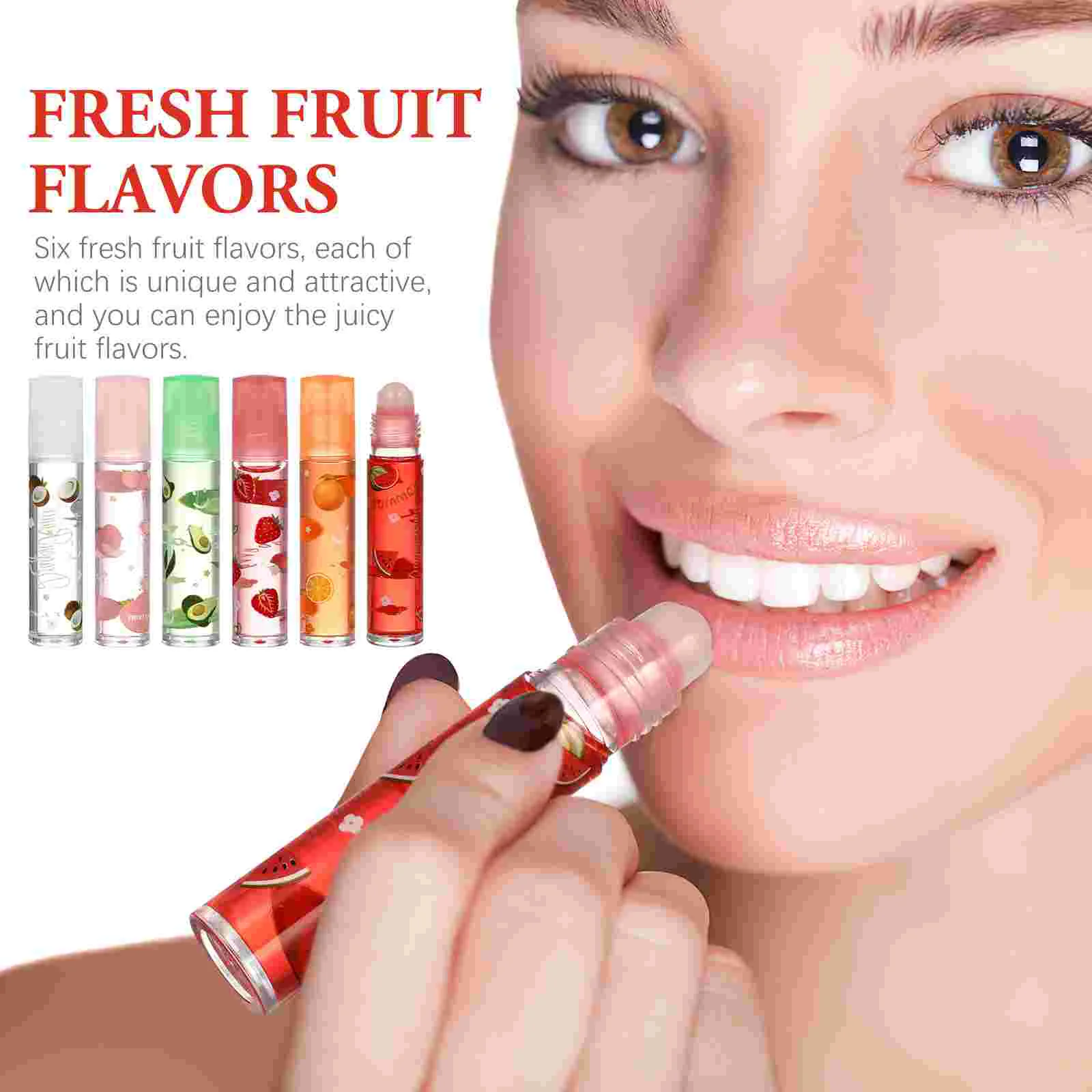 6 Pcs Fruit Lip Balm Lipgloss Lipstick Stocking Stuffer Organic Clear Liquid Moisturizer Miss Flavored Oil