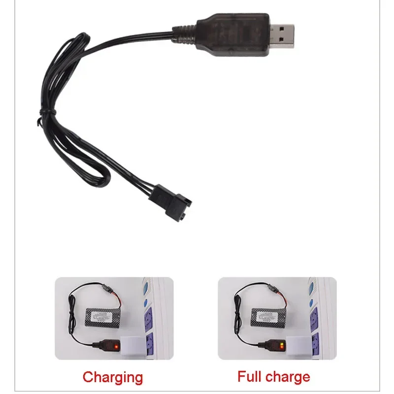 USB Charger Cable 7.4V 500mA SM-3P for Rechargeable Li-ion Battery RC Car Boat Toys Remote Control Toy SM3P Positive Charge