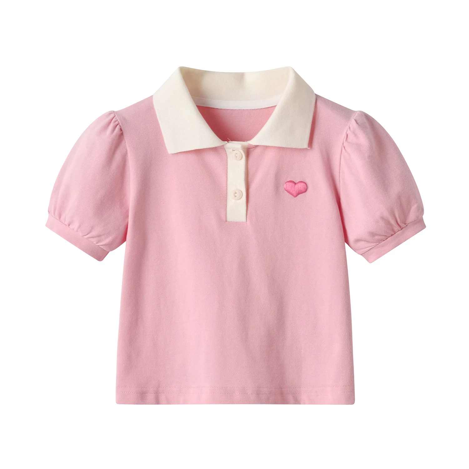 طفل الفتيات الحب المطرزة قصيرة الأكمام تي شيرت الصيف عادية الوردي التلبيب تيز لطيف الفتيات بلايز الاطفال الملابس