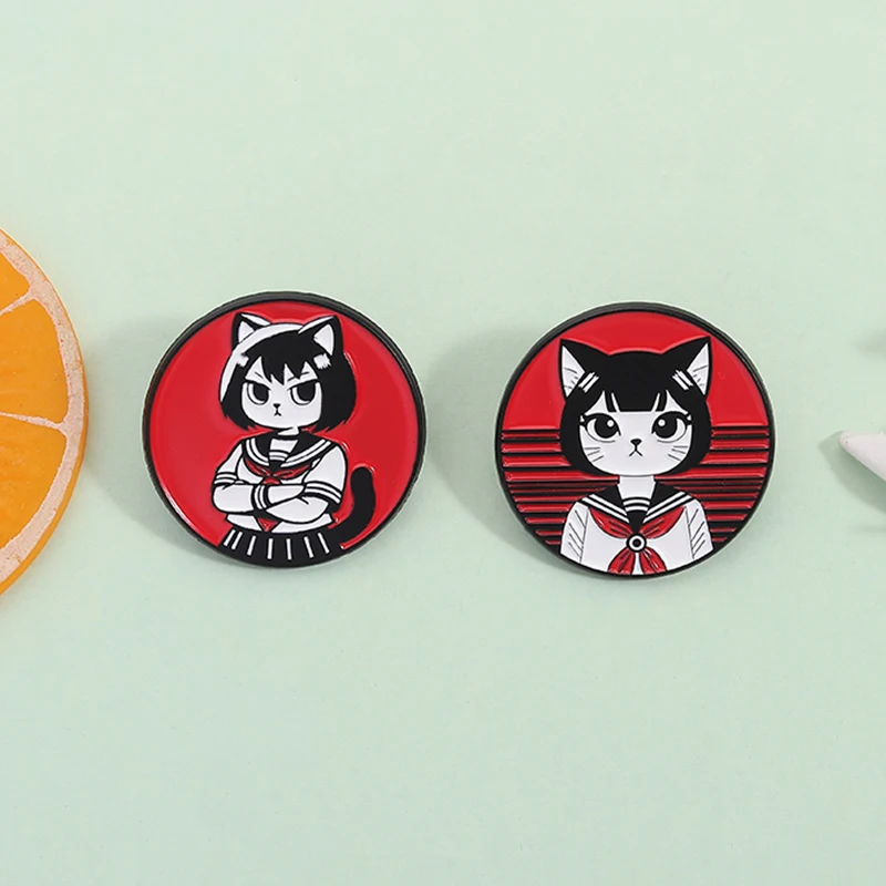 Anime Manga Katze Mädchen Emaille Pins Otaku Japanische Kultur Liebt Metall Broschen Revers Abzeichen Mode Schmuck Geschenke für Freunde