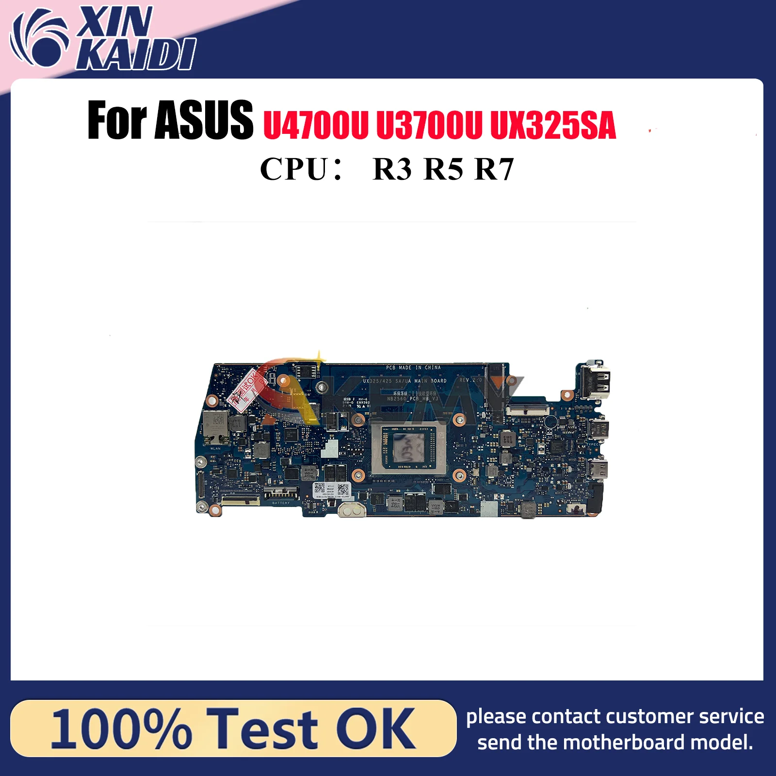 

UX325SA Материнская плата для ноутбука ASUS ZenBook U4700U UX325S UX325SA U3700U Материнская плата для ноутбука с процессором R3 R5 R7 100% tests OK stk