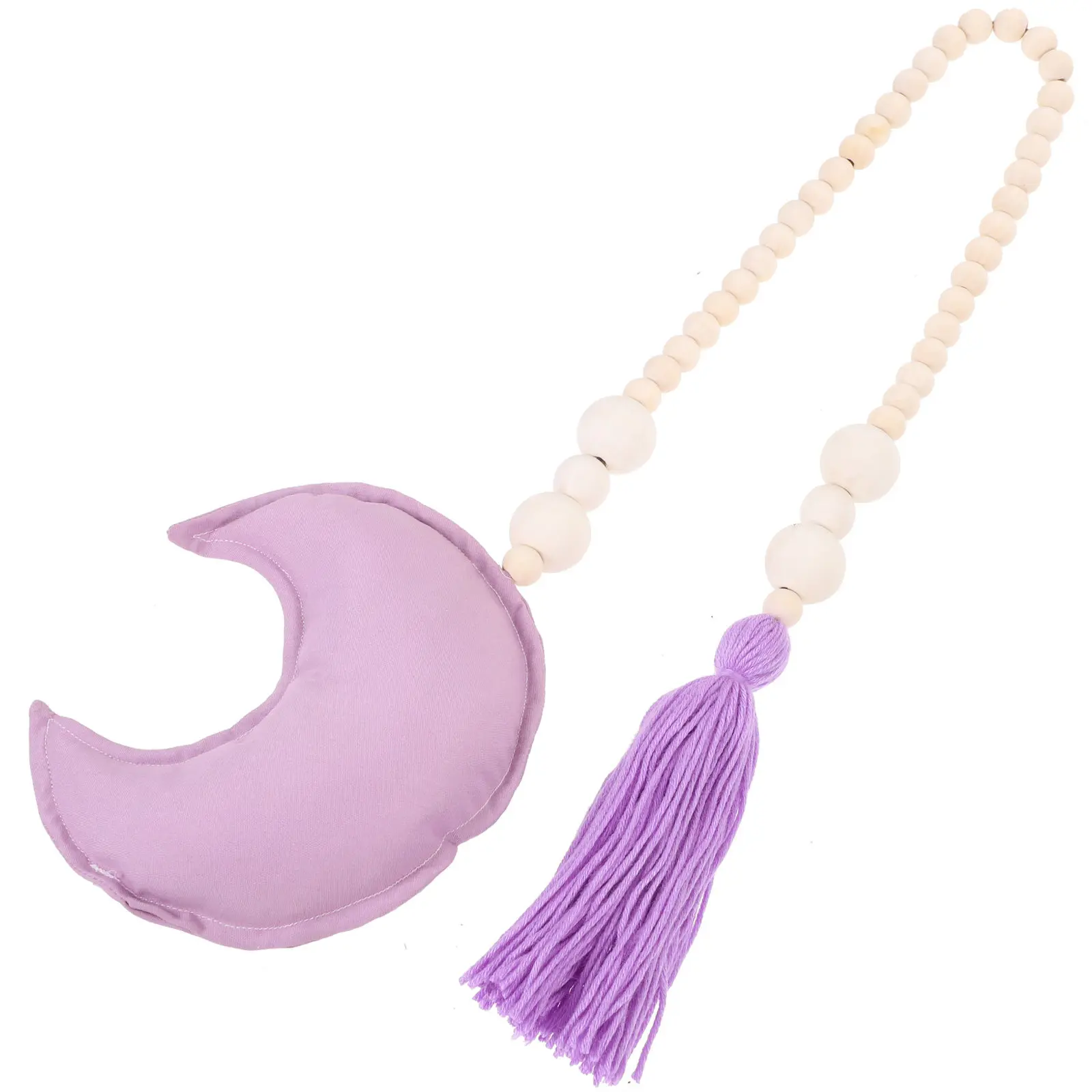 Wooden Beads Decor Moon Design Garland Bed Hanging Decoration Integrated Accessories Festive Color Matching Wall Hanging Adorn