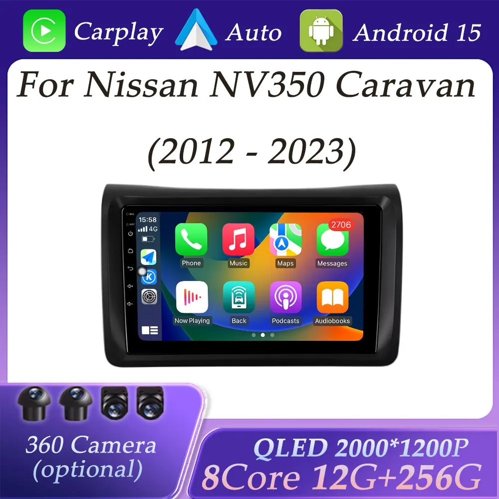 

DSP Stereo for Nissan NV350 Caravan 2012-2023 Wireless Carplay Car Radio Video Multimedia Player QLED Screen Split Screen WIFI