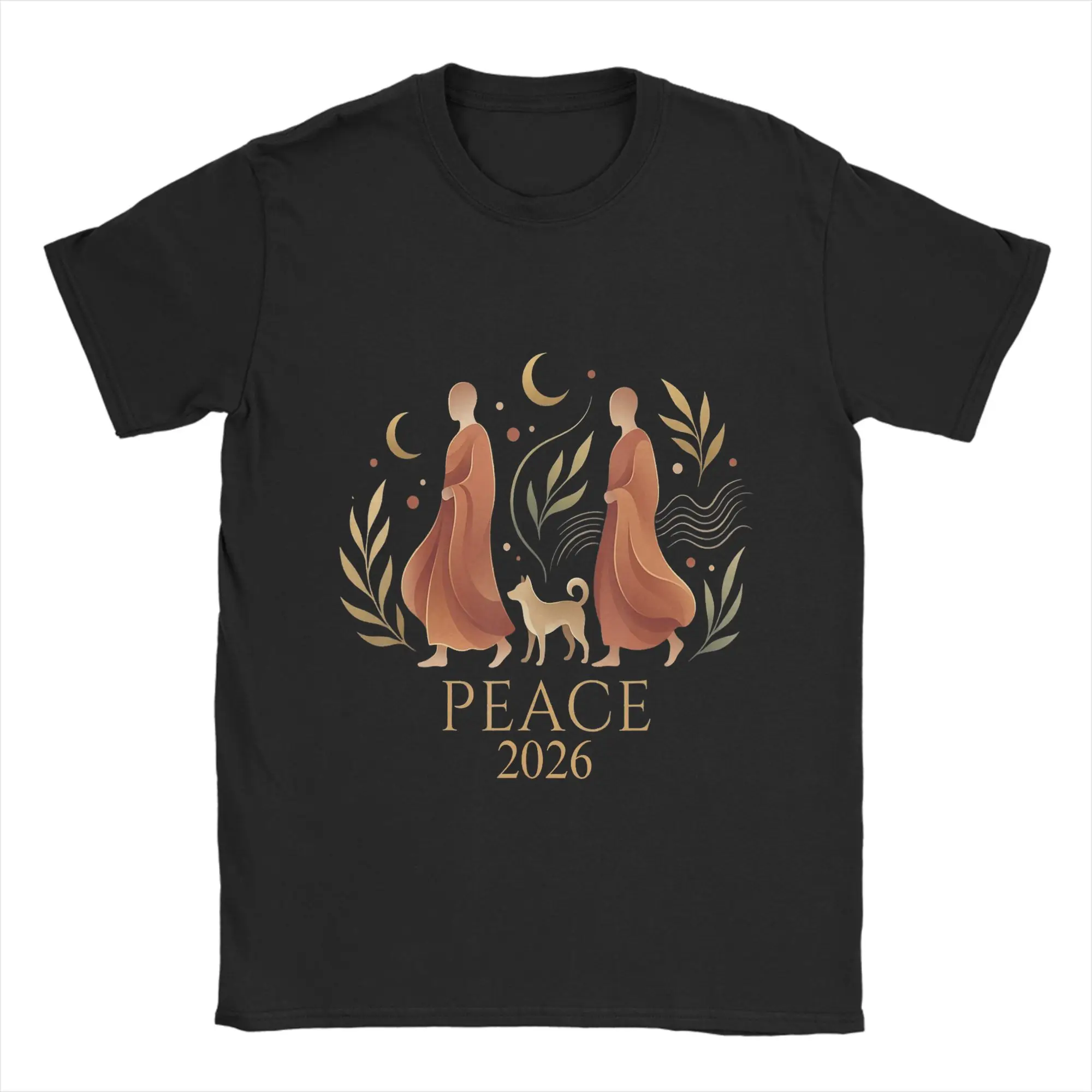 Men's T-Shirts Peace Walking Monks Crazy 100% Cotton Tee Shirt Short Sleeve  T Shirts Crewneck Clothes New Arrival