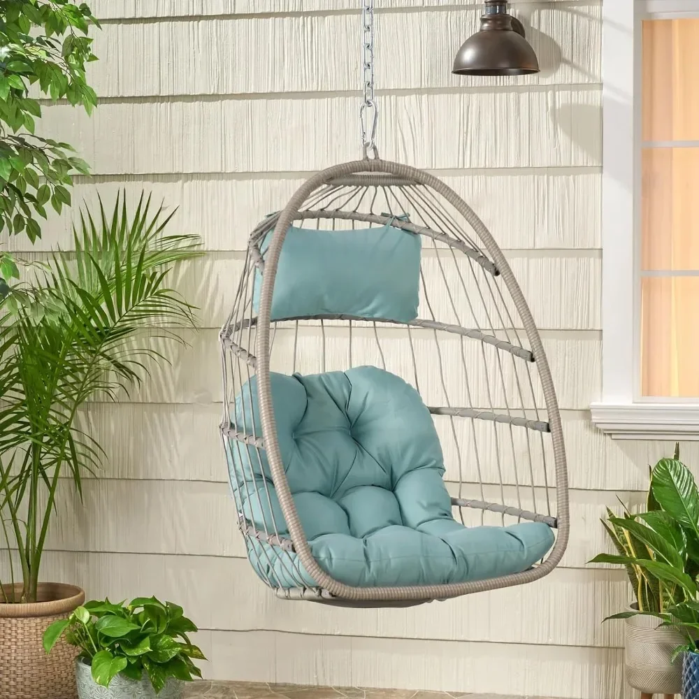 

Indoor/outdoor Foldable Rattan Swing Hammock Seat Hanging Egg Chair Without Bracket With Cushion/headrest Garden Furniture Foot