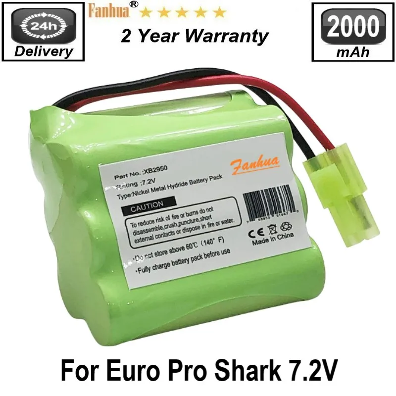 7.2V Ni-MH Battery Replacement for Euro Pro Shark Vacuum Carpet and Carpet Sweeper XB2950, V2945, V2945Z, V2950, V2950A