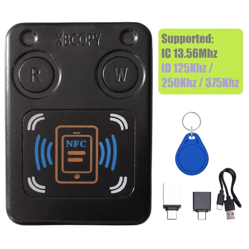 BNVN-NFC قارئ بطاقات الشريحة الذكية RFID ناسخة + سلسلة مفاتيح UID IC 13.56 ميجا هرتز 125 كيلو هرتز 250 كيلو هرتز 375 كيلو هرتز RFID رمز استنساخ الناسخ