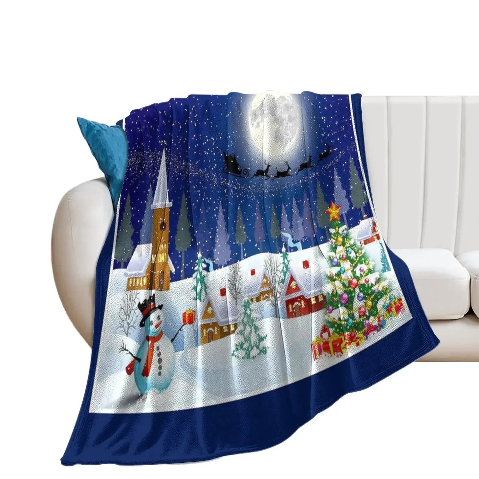 

CHRISTMAS : Winter Country Scene Print Throw Blanket Blankets Sofas Of Decoration blankets and throws Blankets