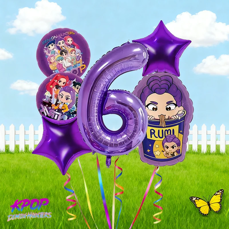

Kpop Demon Hunters Birthday Balloon Anime Movie Rumi Mira Zoey Number Balloons Girl Party Decorations Kid Photography Props Hot