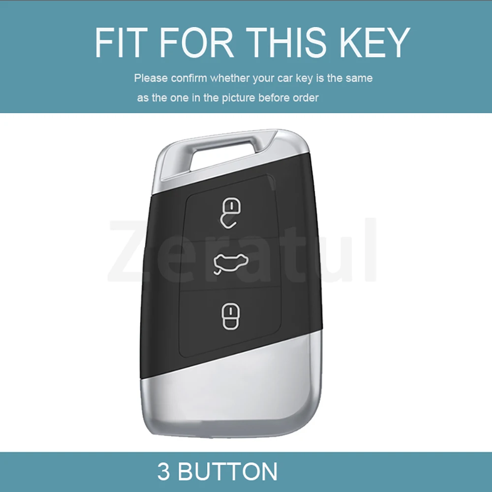 TPU Leather Smart Shell Fob Holder Remote Key Case Cover Keychain Protector For Volkswagen VW 2018 Atlas Tiguan Golf 7 Magotan