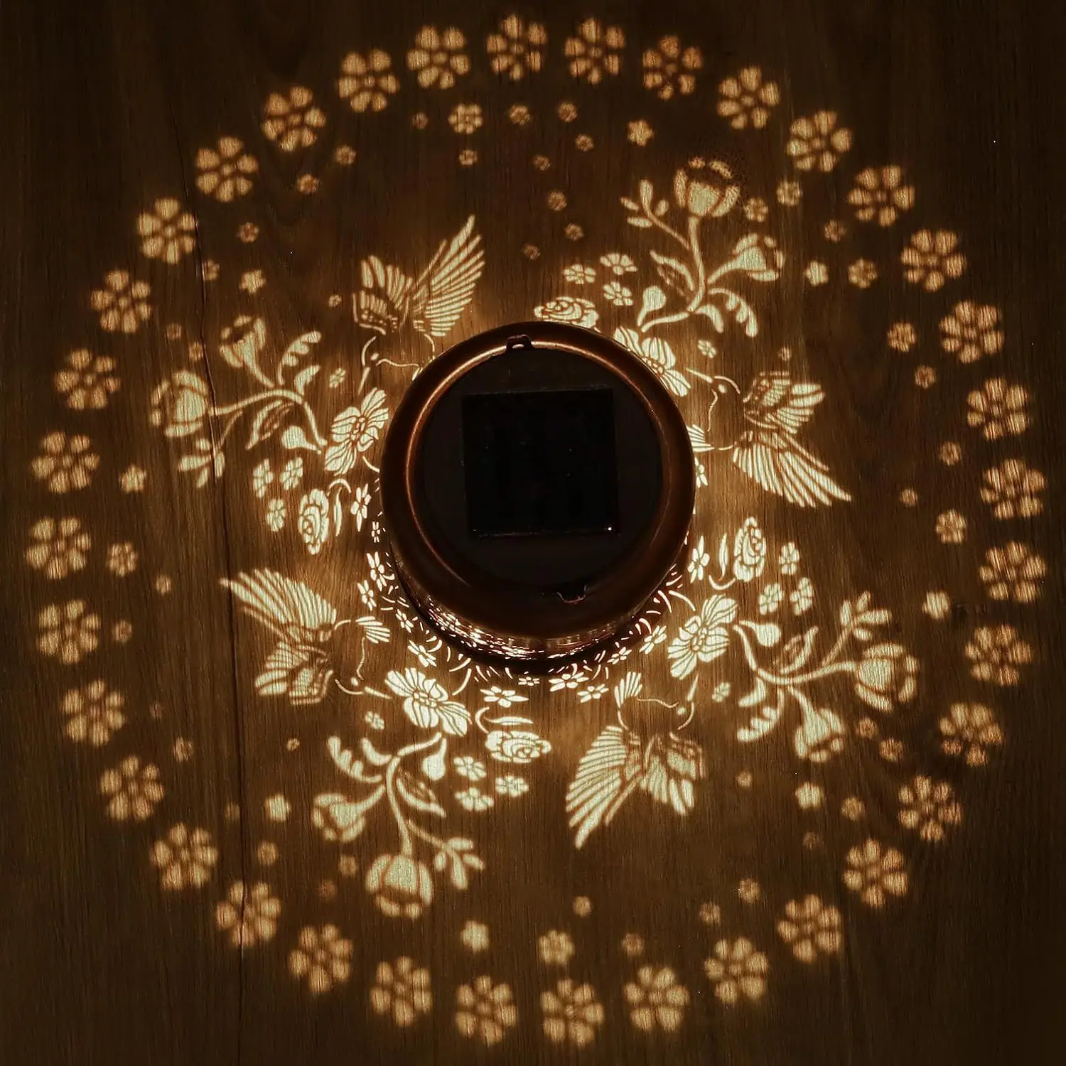 Solar Hummingbird Pattern Outdoor Projector Lantern, Waterproof Hanging Light For Living Room & Garden, Decorative Night Light I