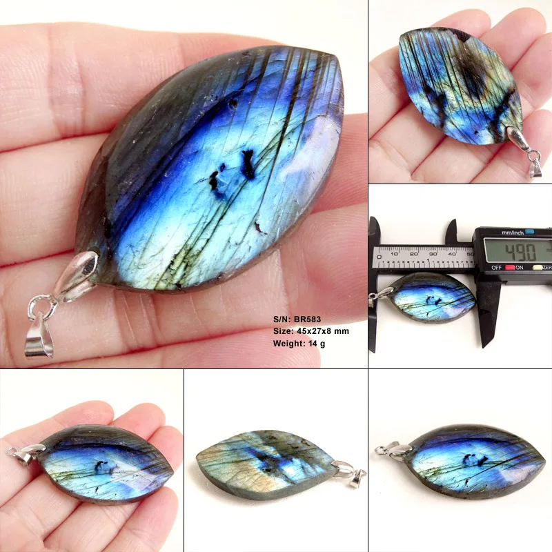 Stone Craft Natural Labradorite Raw Stone Polishing Geometric Shape Crystal Labradorite Pendent Exquisite Natural Training Stone