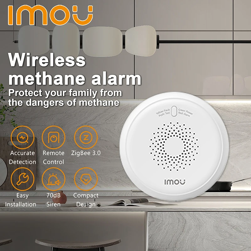 Imou-Detector de fugas de Gas Digital Natural para el hogar, alarma de Gas ZGA1, Monitor con Sensor, control remoto por aplicación inteligente