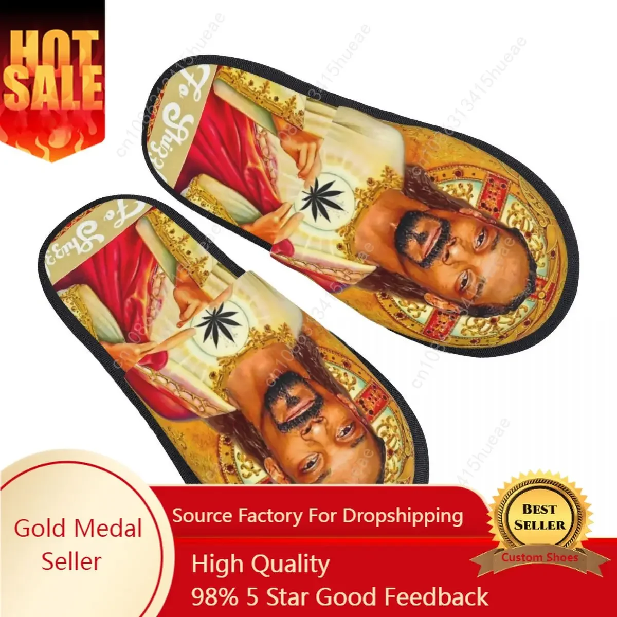 

Custom Print Women Saint Snoop Dogg House Slippers Cozy Warm Rapper Singer Memory Foam Fluffy Slipper Indoor Outdoor Shoes