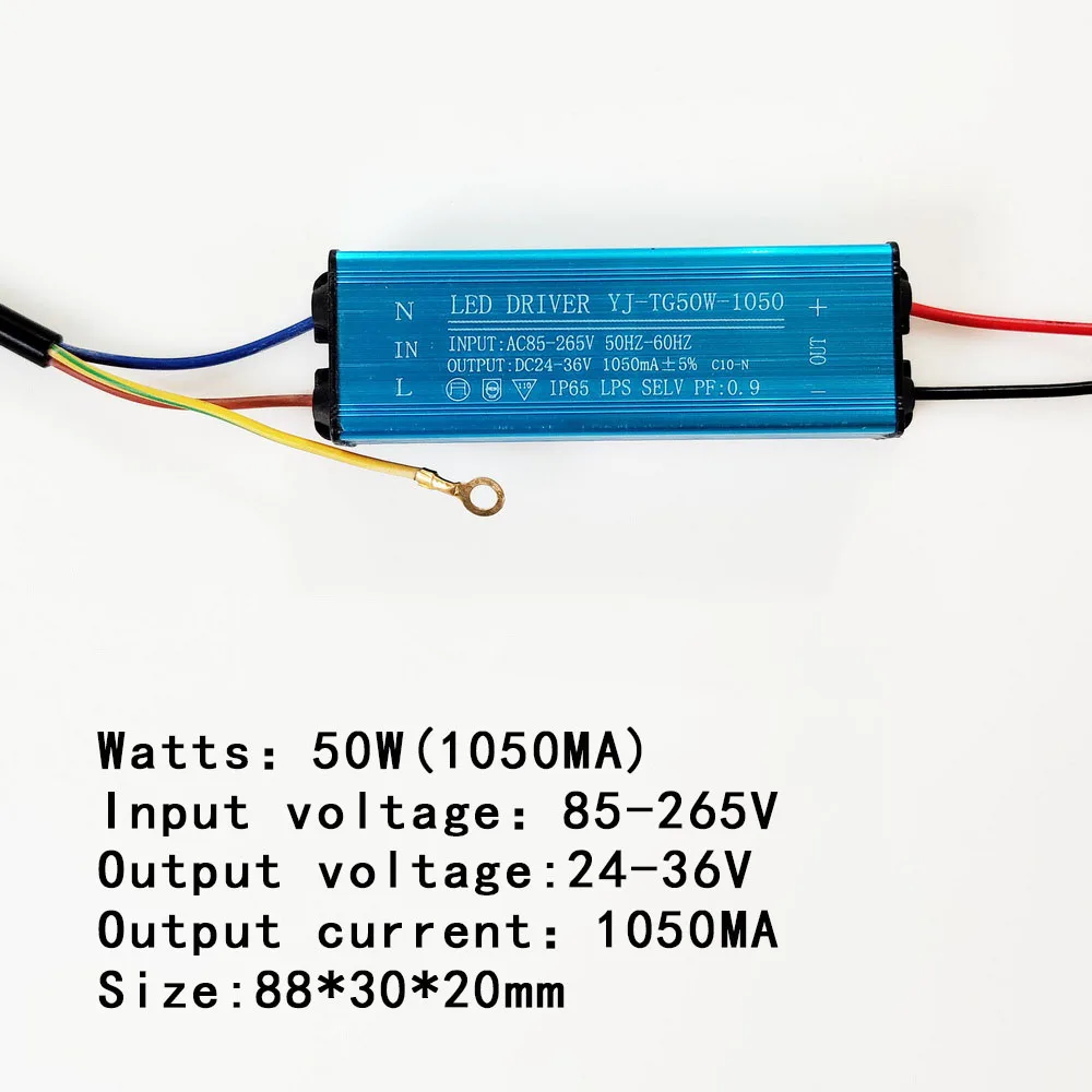 LED Driver 50W 700MA 1050MA 1200MA 1500MA alimentatore proiettore LED Driver light Transformer IP65 adattatore impermeabile DC24-36V