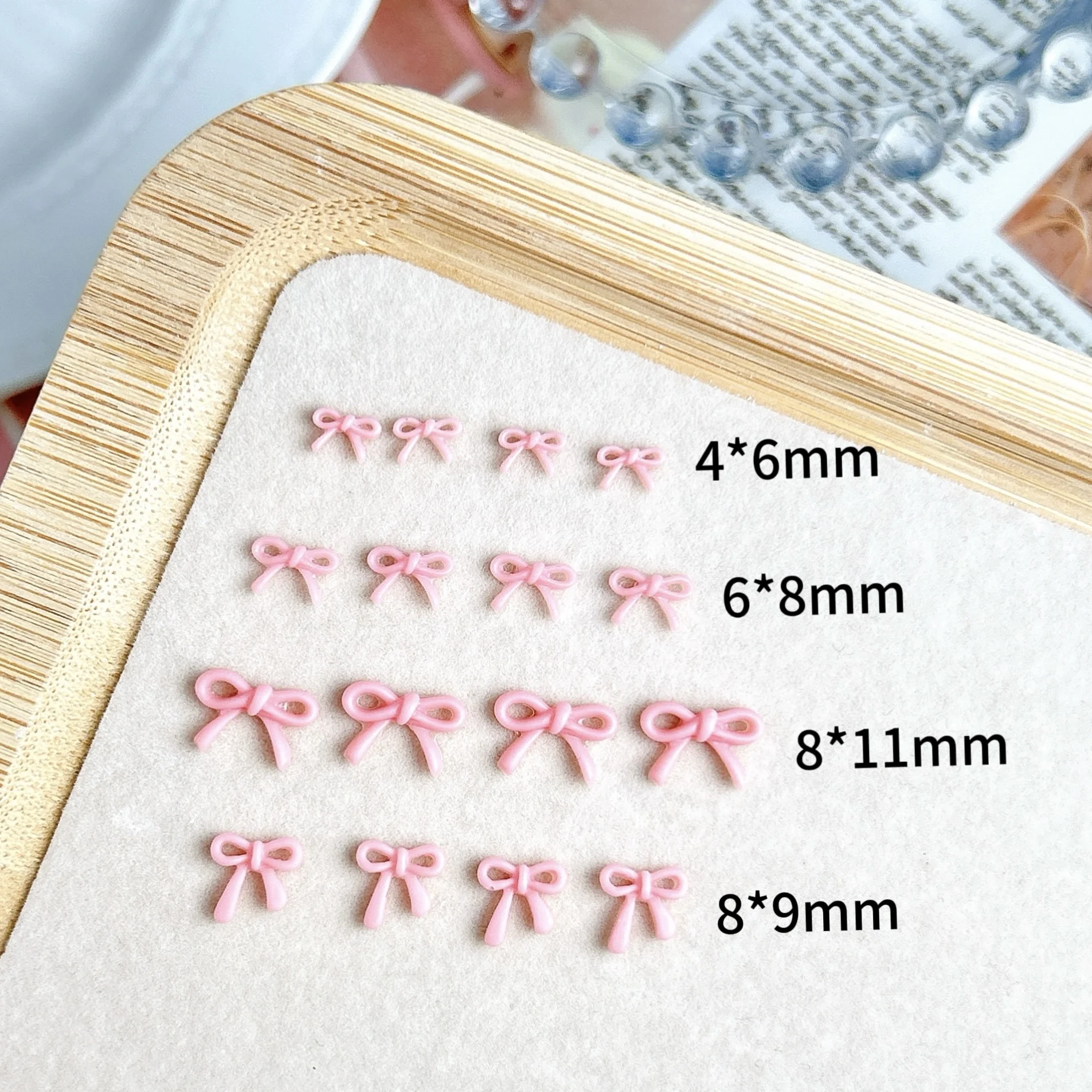 50 pçs 3d oco linha arcos encantos de unhas minimalista doce rosa bowknots resina decorações da arte do prego para diy manicure suprimentos